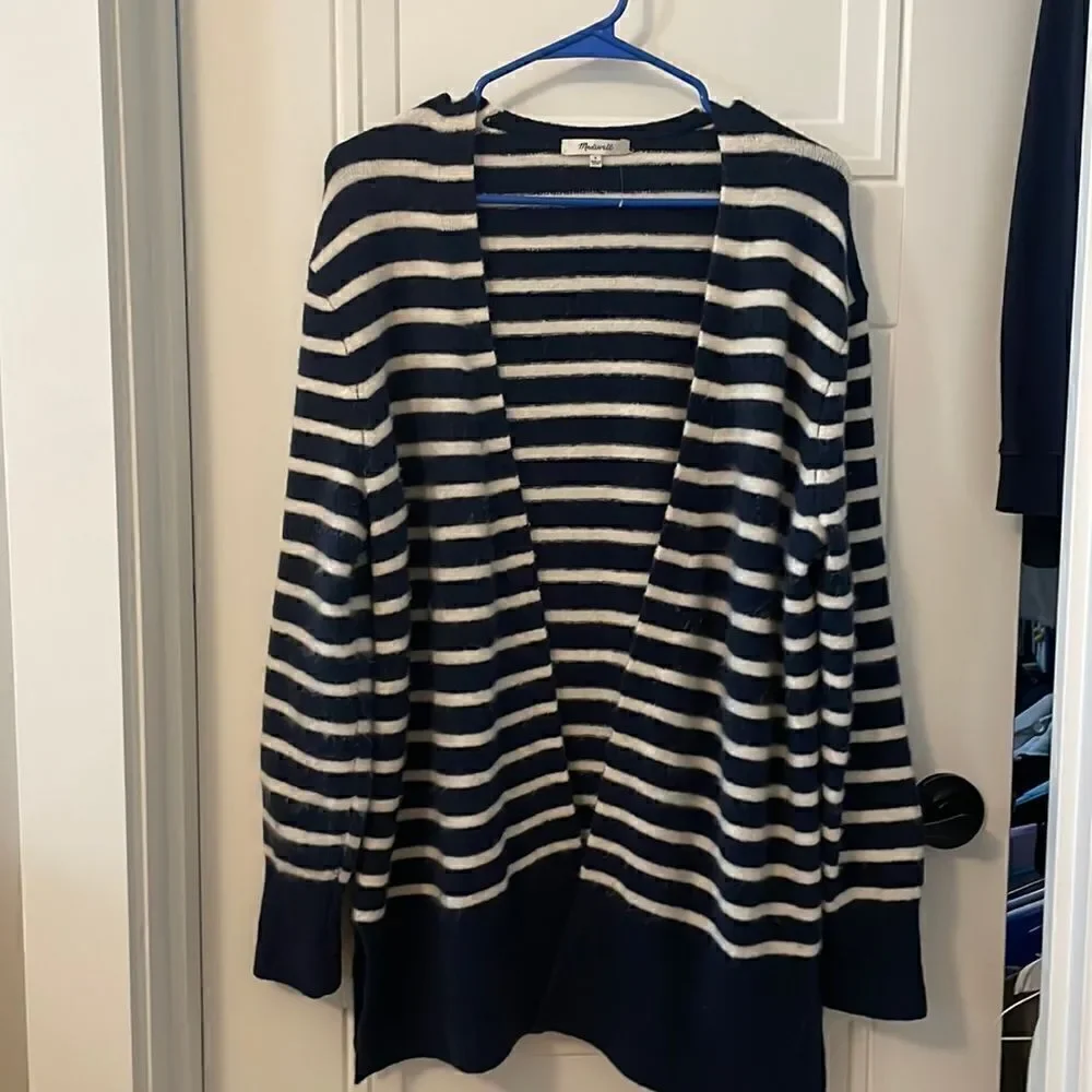 Madewell Walker Navy Striped Cardigan